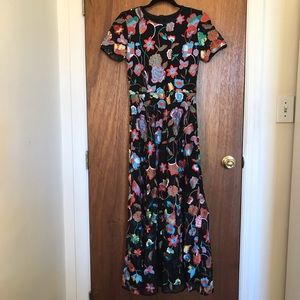 Cynthia Rowley Embroidered Tulle Maxi Dress